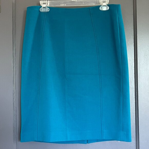 Halogen Straight Pencil Skirt Blue Teal Turquoise Size 10 Lined Back Zipper - Picture 1 of 10